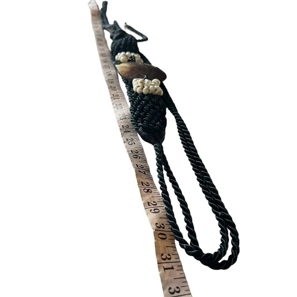 Vintage Black Rope Belt with Large Seashells Womens One Size - Picture 3 of 15